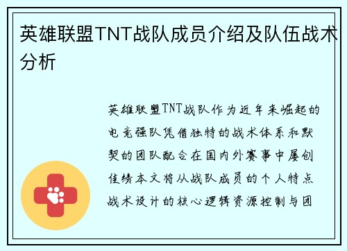 英雄联盟TNT战队成员介绍及队伍战术分析